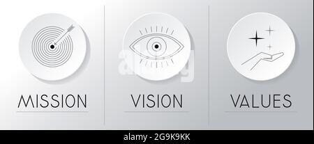 Mission, vision, values concept - circular graphics - vector ...