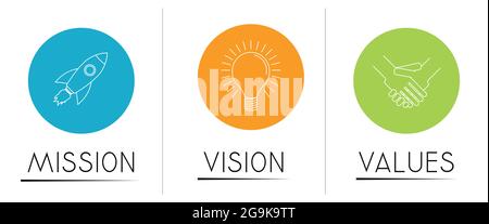 Mission, vision, values concept - circular graphics - vector illustration Stock Vector