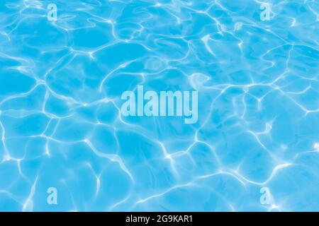 Light Blue swimming pool rippled water texture reflection Stock Photo