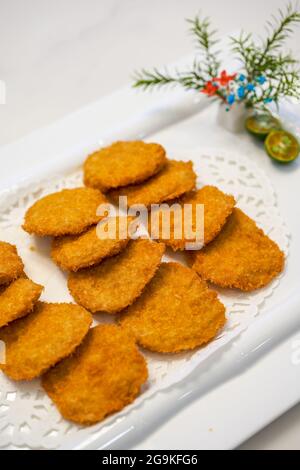A delicious Chinese Chaoshan dish, deep-fried fish cakes Stock Photo