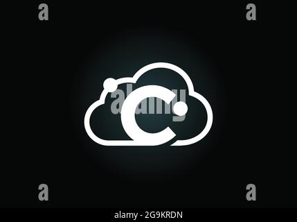 Initial C monogram letter alphabet with the cloud. Cloud computing provider service logo. Modern cloud technology vector logo design for business, Stock Vector