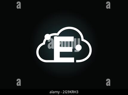 Initial E monogram letter alphabet with the cloud. Cloud computing provider service logo. Modern cloud technology vector logo design for business, Stock Vector
