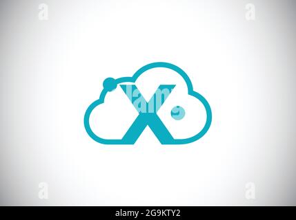 Initial X monogram letter alphabet with the cloud. Cloud computing provider service logo. Modern cloud technology vector logo design for business, Stock Vector