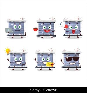 Chimney snow cartoon character with various types of business emoticons. Vector illustration Stock Vector