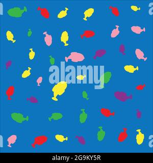Seamless vector pattern with cute colorful  decorative fish. Funny multicolor background, sea texture Stock Vector