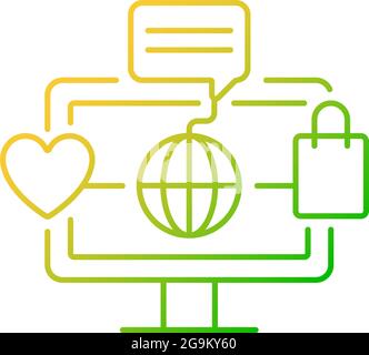 Online world gradient linear vector icon. Digital shopping experience. Telecommuting. Using social media. Thin line color symbols. Modern style pictog Stock Vector