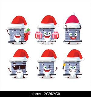 Santa Claus emoticons with chimney snow cartoon character. Vector illustration Stock Vector