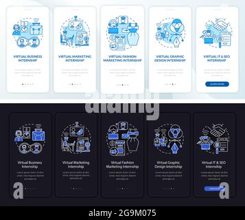 Remote internship areas onboarding mobile app page screen Stock Vector