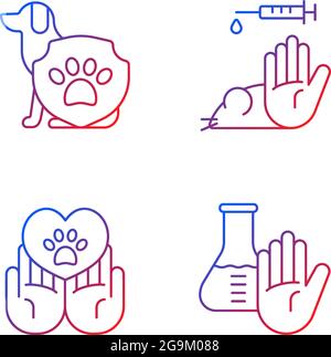 Animal testing gradient linear vector icons set Stock Vector