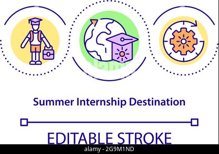Summer internship destination concept icon Stock Vector
