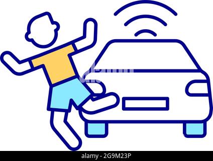 Car accident RGB color icon. Stock Vector