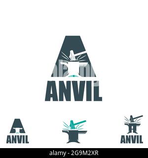 Anvil letter based A typeface logo vector illustration Stock Vector