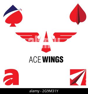 Ace Wings symbol vector set for aviation, team. or any other purpose Stock Vector