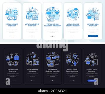 Remote internship areas onboarding mobile app page screen Stock Vector