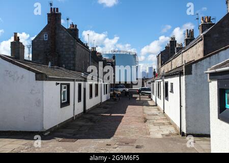 The vernacular architecture of Footdee - a historic fishing village in Aberdeen Harbour, Scotland. Stock Photo