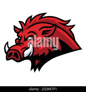 Wild Hog Boar Head Mascot Logo Vector Design Stock Vector