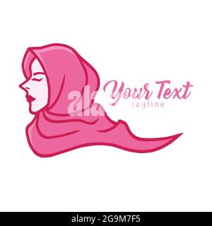 Hijab Logo. Elegant Muslim Girl Beauty Design Vector Template Stock Vector