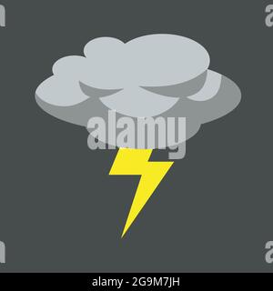Thunderstorm Grey Cloud Flat Design Vector Illustration Stock Vector