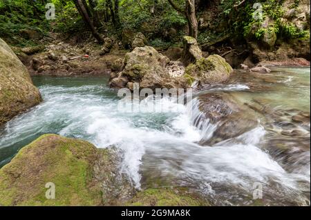 bleck river dopo waterfall of marble in terni Stock Photo