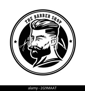 Classic Barber Shop Vintage Logo Design Vector Illustration Stock Vector