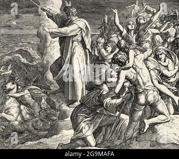 Exodus. Moses leads his people through the passage of the Red Sea, the ...