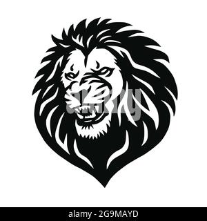 Wild Lion Head Mascot Logo Design Stock Vector
