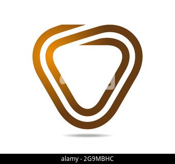 Rounded golden triangle made of two lines Stock Vector