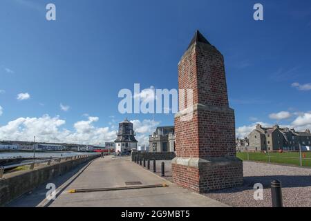 The vernacular architecture of Footdee - a historic fishing village in Aberdeen Harbour, Scotland. Stock Photo