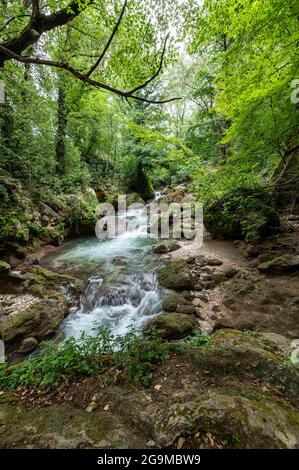 bleck river dopo waterfall of marble in terni Stock Photo