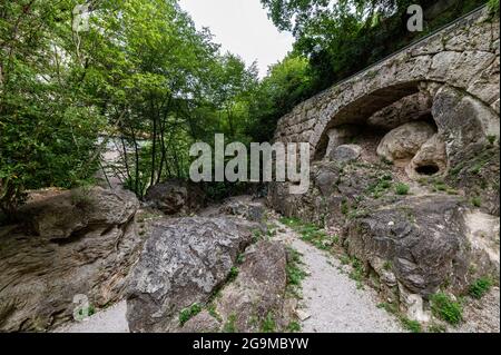 bleck river dopo waterfall of marble Stock Photo