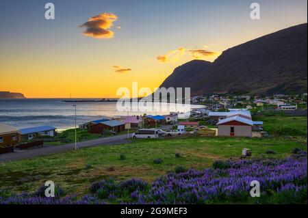 Small fishing village of Patreksfjordur located in the Westfjords, Iceland Stock Photo