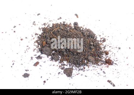 Soil mix ready for planting isolated on white background Stock Photo