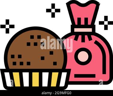 chocolate candy in spherical form color icon vector illustration Stock Vector