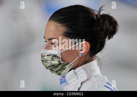 Mara Navarria Italian fencer, during the 2021 Italian fencing championship, which was held at the Palavesuvio in Naples (NA). Stock Photo