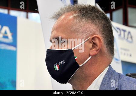 Massimo Garavaglia Minister of Tourism with the anti-contagion mask, at the opening of the 24th edition of the 'Borsa Mediterranea Del Turismo', which Stock Photo