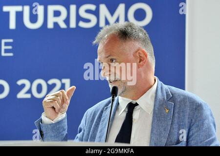 Massimo Garavaglia Minister of Tourism, at the opening of the 24th edition of the 'Borsa Mediterranea Del Turismo', which was held in Naples at the Mo Stock Photo