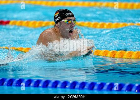 27 July 2021, Japan, Tokio: Swimming: Olympics, men, 200m breaststroke, preliminary round at Tokyo Aquatics Centre. Marco Koch in action. Photo: Michael Kappeler/dpa Stock Photo