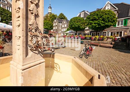 SOLINGEN, GERMANY - JULY 20, 2021: Graefrath marketplace with fountain, Solingen, North Rhine-Westphalia, Germany Stock Photo