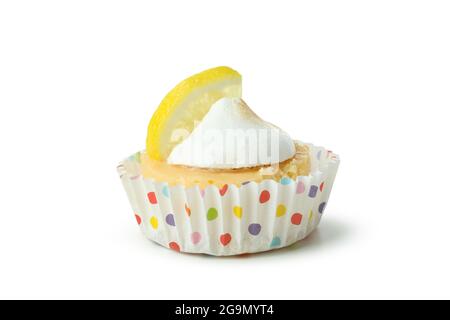 Tasty lemon cupcake isolated on white background Stock Photo