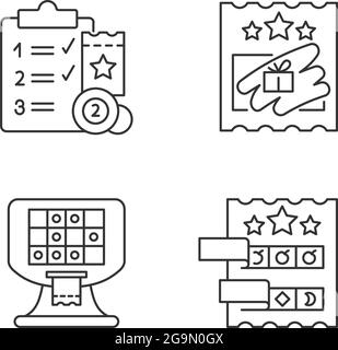 Lottery conduction linear icons set Stock Vector