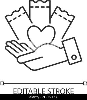 Charitable lottery game linear icon Stock Vector