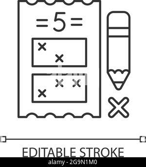 Five digit lottery game linear icon Stock Vector