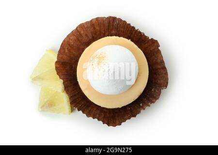 Tasty lemon cupcake isolated on white background Stock Photo