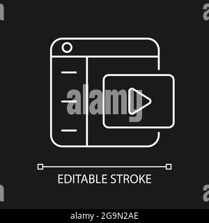 Video platforms white linear icon for dark theme Stock Vector