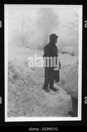 Europe, Germany, Soviet Union, WW II, German guard, probably in Russia, 1940th , EDITORIAL-USE-ONLY Stock Photo