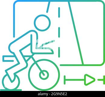 Virtual cycling app gradient linear vector icon. Stock Vector