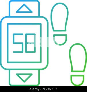Online fitness pedometer device gradient linear vector icon. Stock Vector