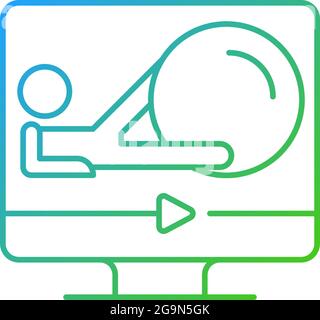 Fitness ball online workout gradient linear vector icon. Stock Vector