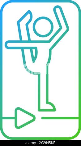 Online fitness stretching gradient linear vector icon. Stock Vector