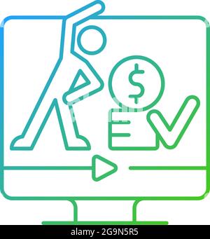 Online fitness workout subscription gradient linear vector icon. Stock Vector